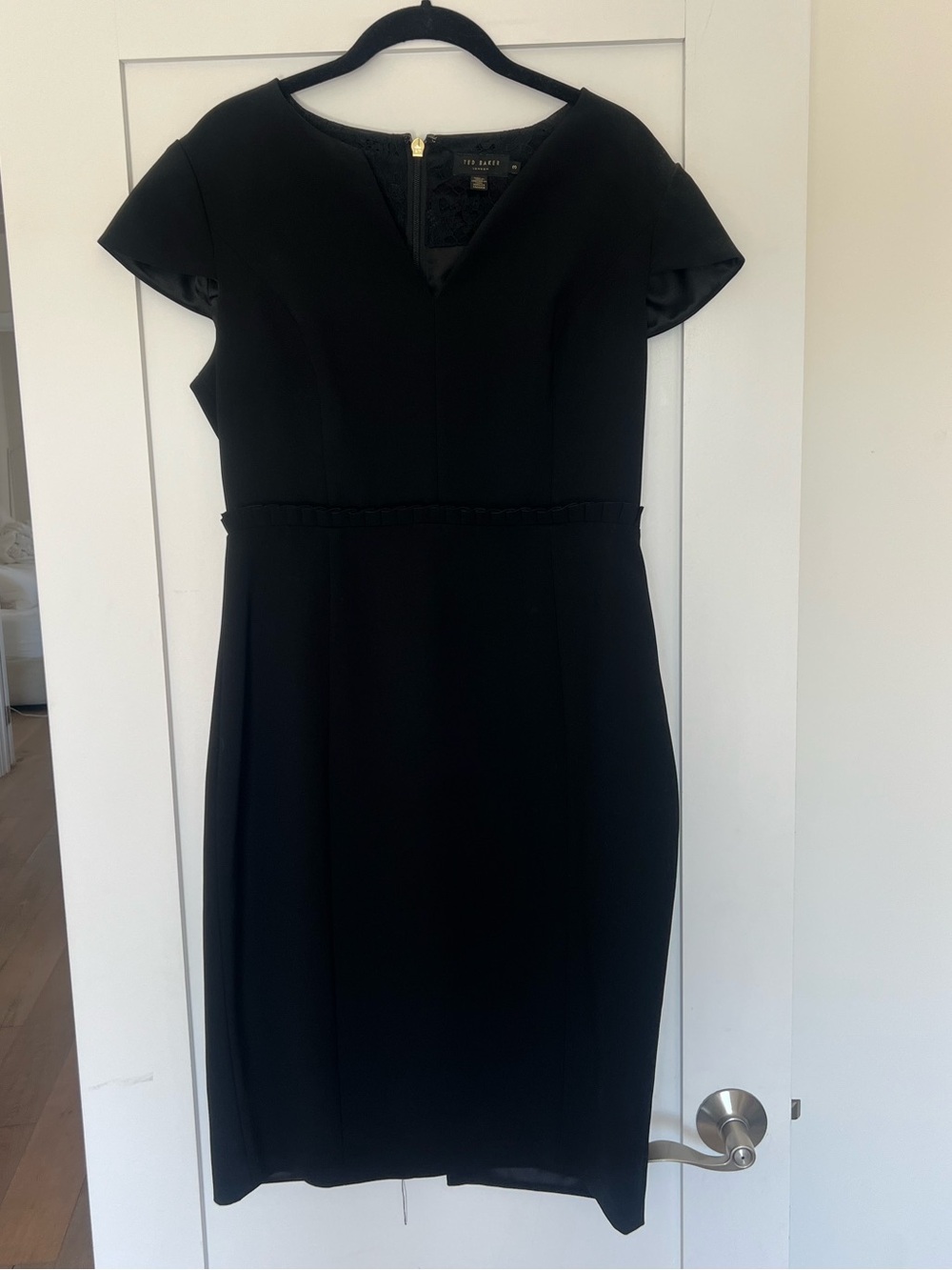 Ted Baker Black V-Neck Cap Sleeve Midi Dress